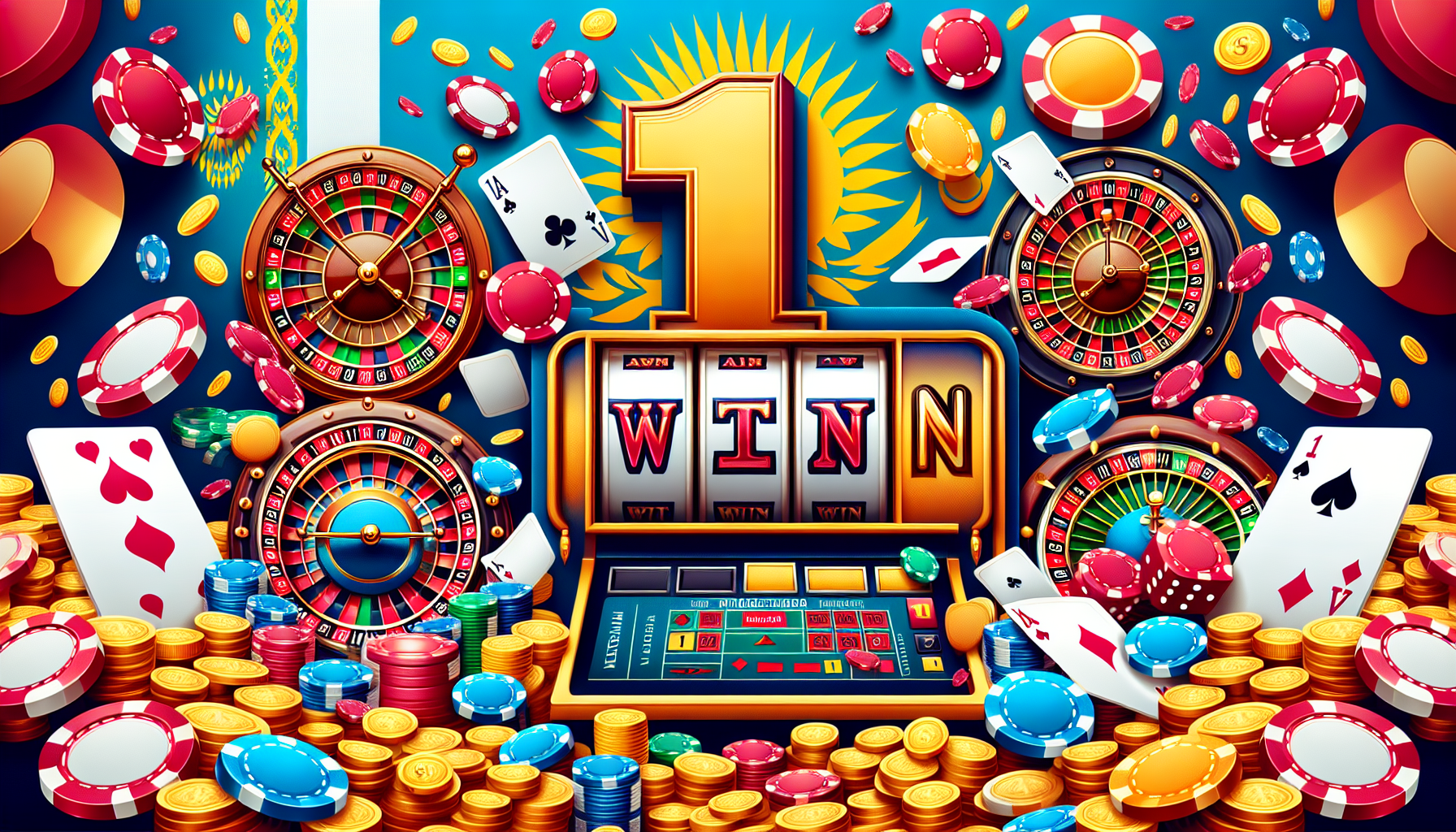 Логотип 1win на фоне игрового автомата онлайн казино